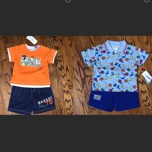 Boys matching shirt and short sets
